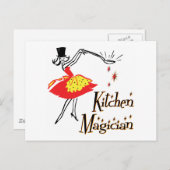 Cuisine Magicien Retro Cuisine Art Carte postale (Devant / Derrière)