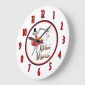 Cuisine Magicien Rouge Numéros Mur Horloge (Angle)
