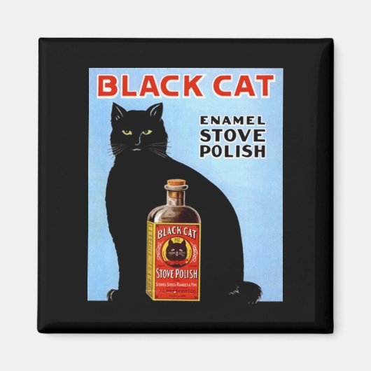 CUISINE MAGNET ~ CHAT NOIR VINTAGE! STOVE POLISH (Devant)