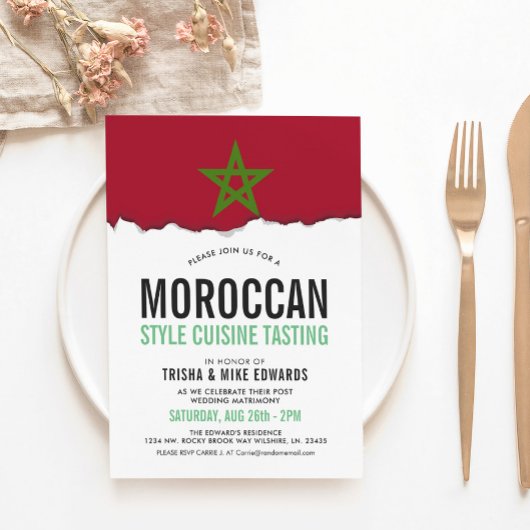 Cuisine marocaine | Invitation blanc du drapeau du
