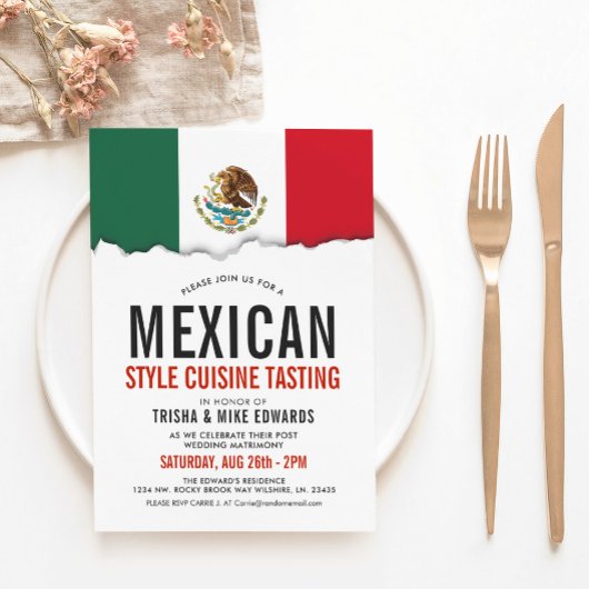 Cuisine mexicaine | Invitation blanc du drapeau du