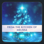 Cuisine moderne Electric Blue Christmas Tree<br><div class="desc">stickers cuisine avec un arbre de Noël bleu électrique moderne. Décoré de lumières tout autour. L'arrière - plan a perdu ses lumières floues.</div>