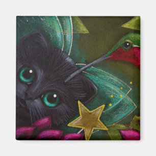 CUISINE NOIRE FAIRY CAT & HUMMINGBIRD Magnet