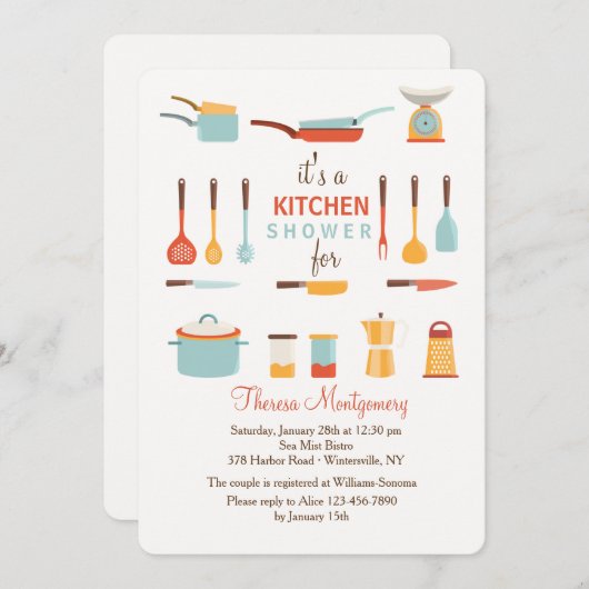 Cuisine Outils Douche Invitation (Devant / Derrière)