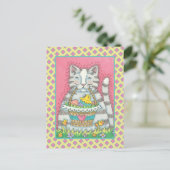 CUISINE & PANIER DE PÂQUES, CUTE CAT CARTE POSTALE (Debout devant)