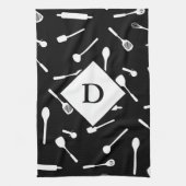 Cuisine papa Monogramme Serviette de cuisine noire (Vertical)