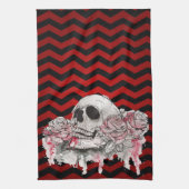 Cuisine personnalisée Serviette crâne Rose goth Ch (Vertical)