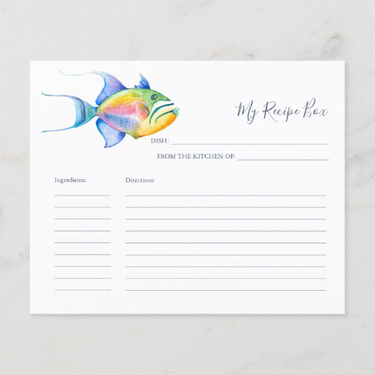 Cuisine Recette Cartes Colorful Poisson Tropical (Devant)