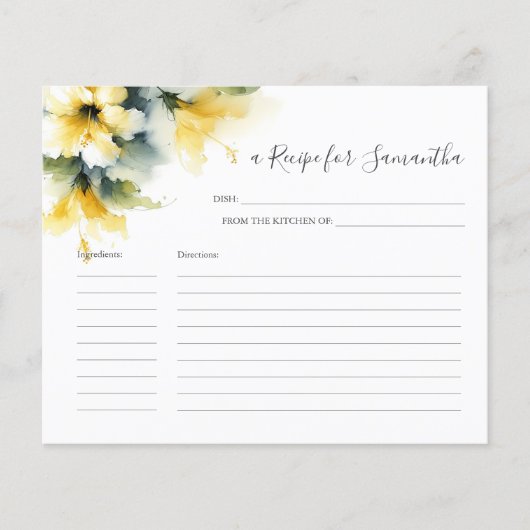 Cuisine Recette Cartes Jaune Floral Vert (Devant)