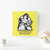 Cuisine rétro NOM PERSONNALISÉ Horloge murale acry (Maison)