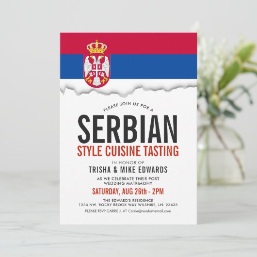 Cuisine serbe | Invitation blanc du drapeau du par (Debout devant)
