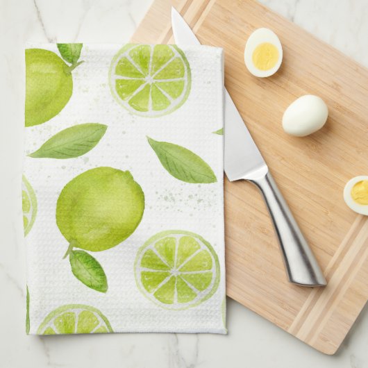Cuisine Serviette Aquarelle Lime Motif (Quart Plié)