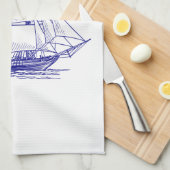 Cuisine serviette chic bateau nautique bleu (Quart Plié)