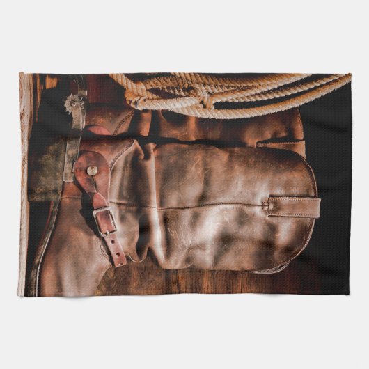 Cuisine Serviette Cowboy Bottes Grange Bois rustiq (Horizontal)