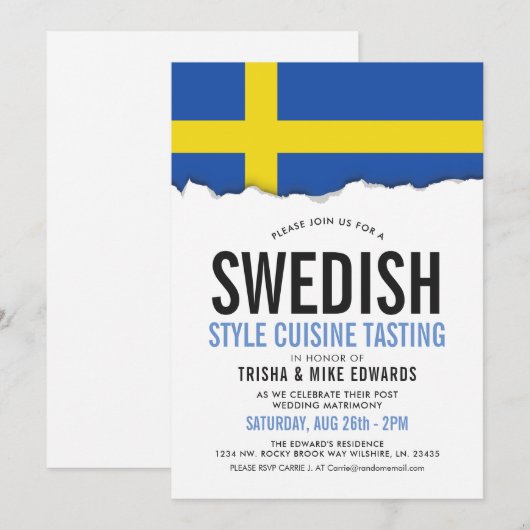 Cuisine suédoise| Invitation du drapeau du parti (Devant / Derrière)