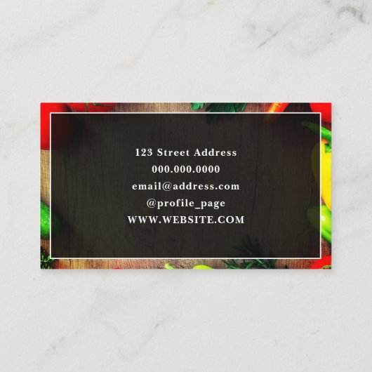 Cuisine table restauration Carte de visite (Dos)