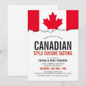 Cuisine Thème Canadien | Invitation Blanche de Fêt (Devant / Derrière)