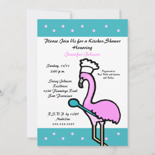 Cuisine Thème Nuptiale Douche Invitation — Flamant