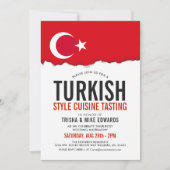 Cuisine turque | Invitation blanc du drapeau du pa (Devant)