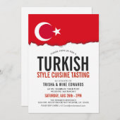 Cuisine turque | Invitation blanc du drapeau du pa (Devant / Derrière)