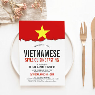 Cuisine vietnamienne Invitation blanc du drapeau