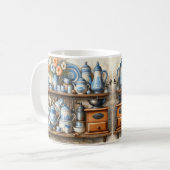 Cuisine vintage bleue et blanche Café Mug (Devant gauche)