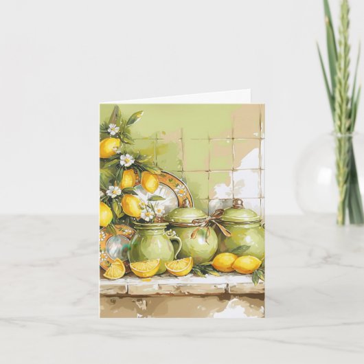 Cuisine vintage jaune citron florale vierge (Devant)