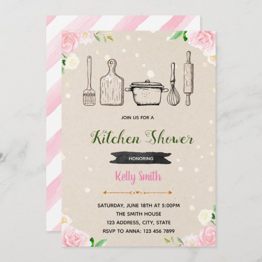 Cuisine vintage nuptiale invitation (Devant / Derrière)