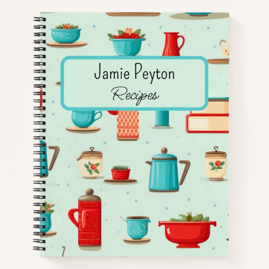 Cuisine Vintage personnalisée Livre Turquoise Red  (Devant)