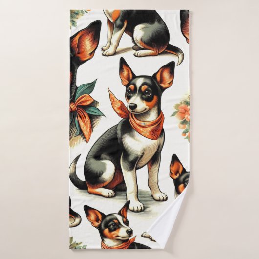 Cuisine Vintage Rat Terrier sans couture (Serviette de bain)
