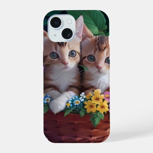 Cuisinement Cute Kittens dans un panier à fleurs (Verso)