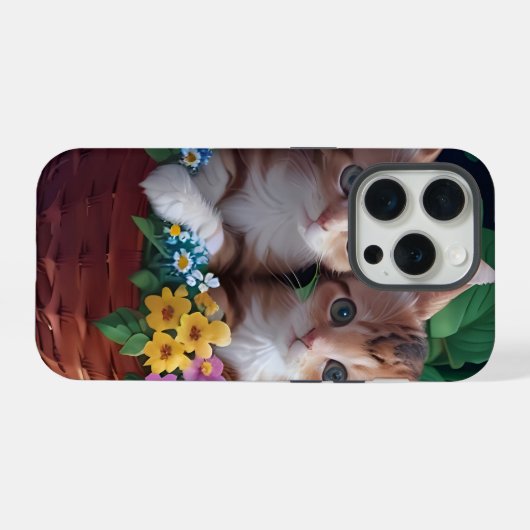 Cuisinement Cute Kittens dans un panier à fleurs (Verso Horizontal)