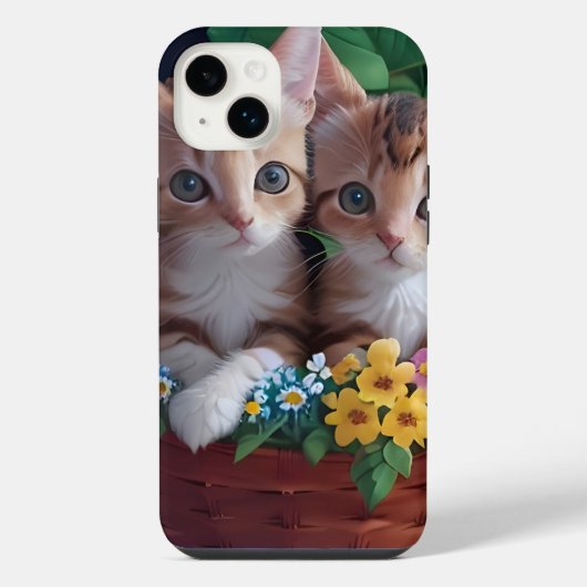 Cuisinement Cute Kittens dans un panier à fleurs (Verso)