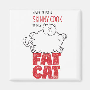 Cuisinier avec le gros chat - aimant 2