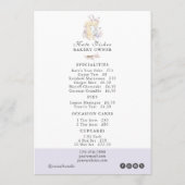 Cuisinière Chef Aquarelle Menu Plat Prix (Dos)