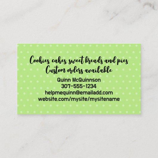 cuisson cupcake whisky coeur carte de visite vert (Dos)