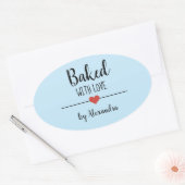 Cuit avec amour bleu clair nom autocollant de coeu (Enveloppe)