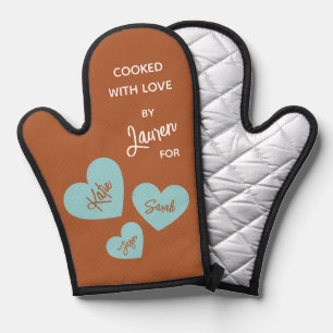 Cuit Avec Amour Coeurs Turquoises Personnalisé