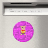 Cuite Bowtie Teddy Bear Pink Géométrique Magnet (In Situ (Lave-vaisselle))