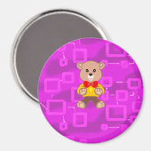 Cuite Bowtie Teddy Bear Pink Géométrique Magnet (Recto/Verso)