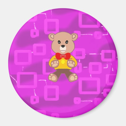 Cuite Bowtie Teddy Bear Pink Géométrique Magnet (Devant)
