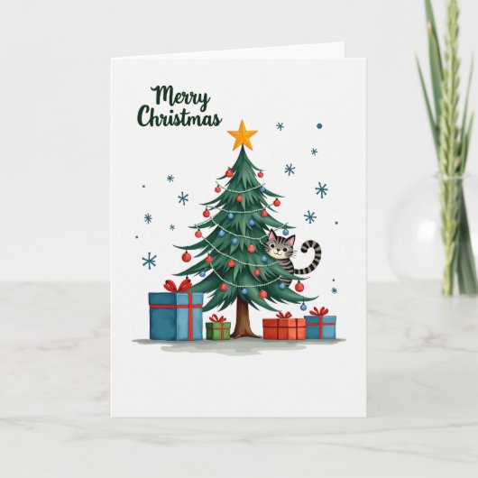Cuite Chat Dans L'Arbre De Noël Joyeux Carte De No (Devant)