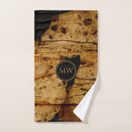 Cuivre Abstrait Et Monogramme Noir (Serviette à main)