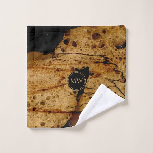 Cuivre Abstrait Et Monogramme Noir (Gant de toilette)