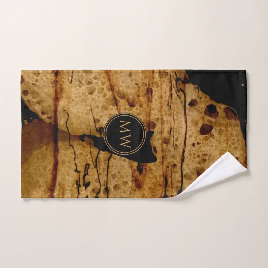 Cuivre Abstrait Et Monogramme Noir (Serviette à main)
