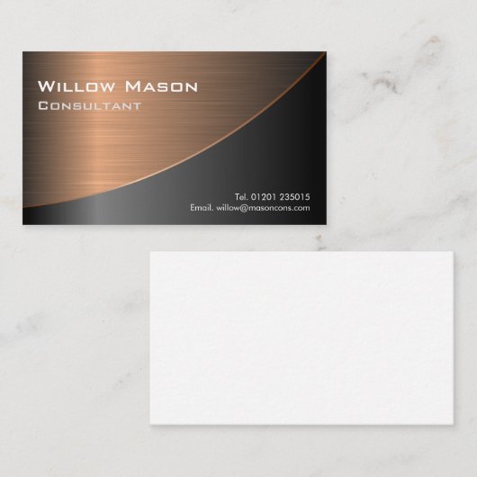 Cuivre brossé noir courbé, Carte de visite (Devant / Derrière)