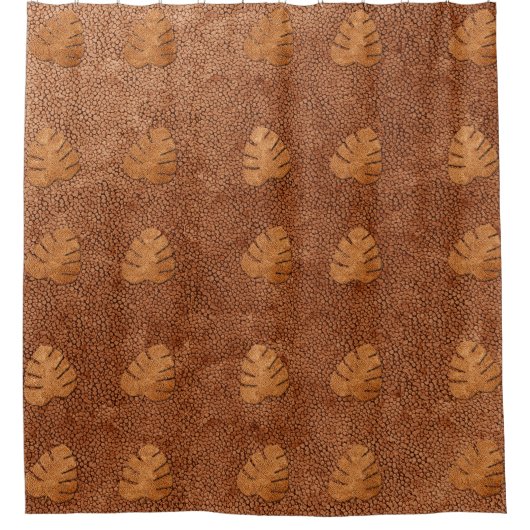 Cuivre Couleur Feuille Motif rideau de douche (Devant)