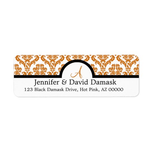Cuivre Damask Monogrammes Étiquettes {non métalliq (Devant)
