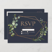 Cuivre Géométrique Eucalyptus Bleu Aucun menu RSVP (Devant / Derrière)