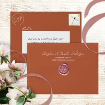 Cuivre, rouille pré-adressé 5x7 Mariage Monogramme